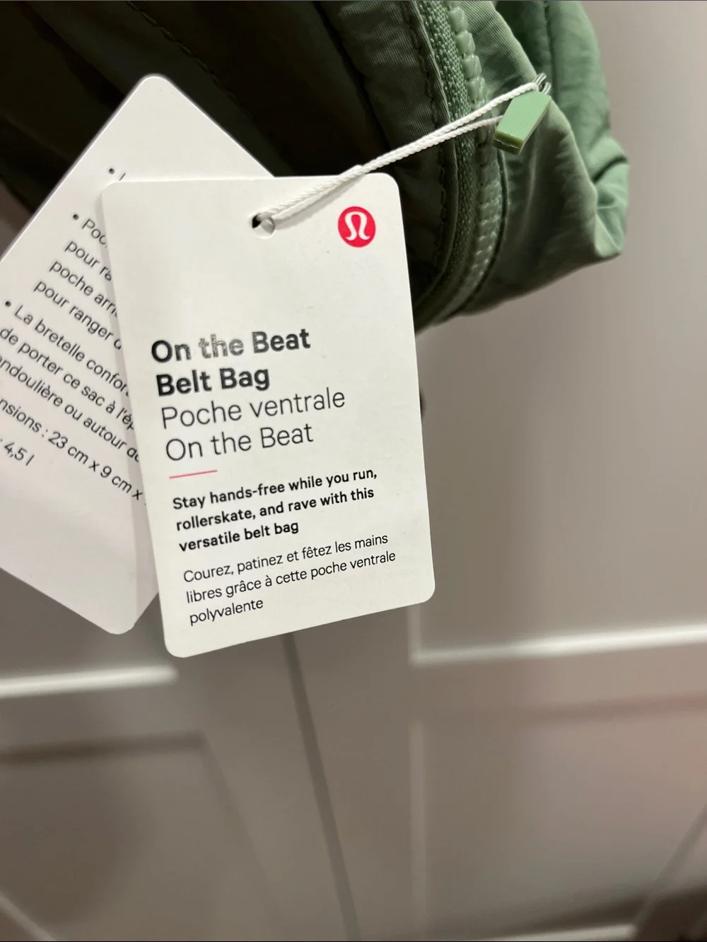 Lululemon On the Beat Belt Bag in desert green 4.5L